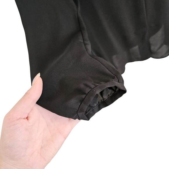 Theory 100% Silk Black Long Sleeve Blouse Sz S - Picture 3 of 9